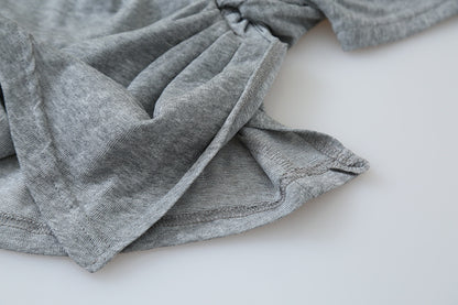 【LD11256】設計感必收！夏季不規則扭結抓皺/打褶寬鬆短袖上衣260505