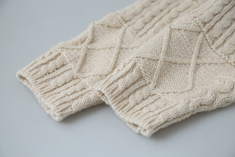 【LD3297】實拍復古立體厚實絞花大翻領毛衣外套251103