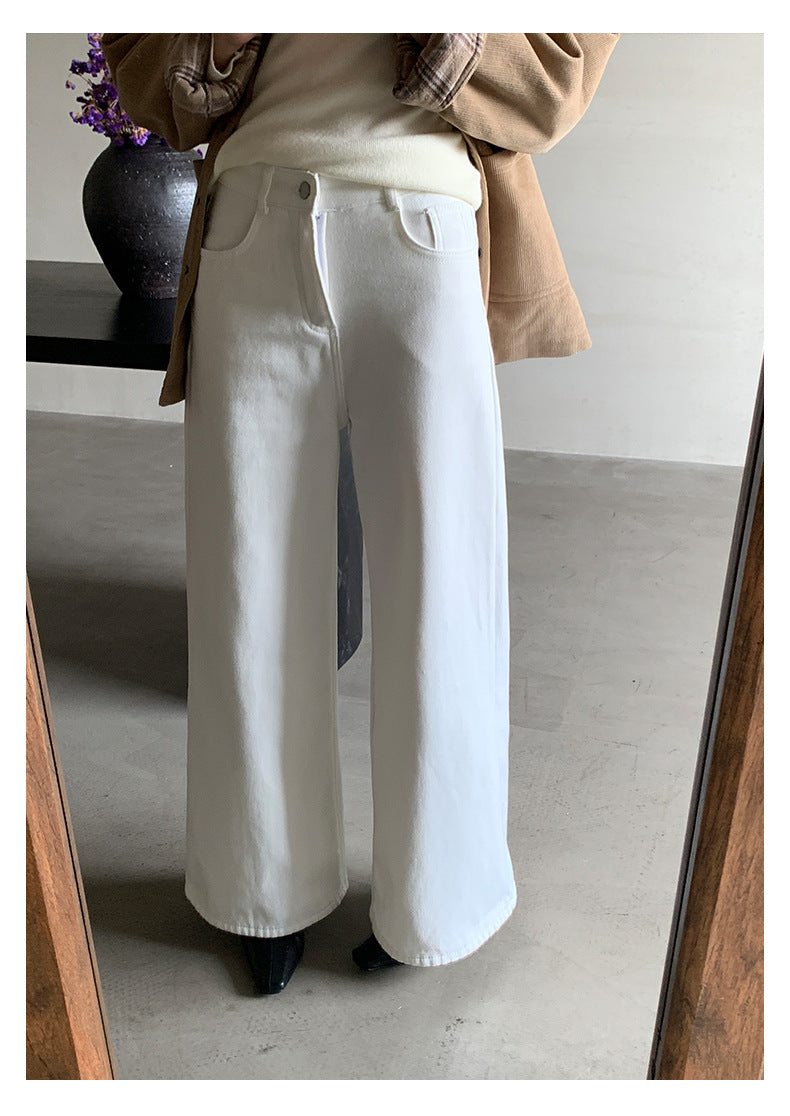 【H5512】實拍S~XL韓國保暖加絨白色牛仔褲251118