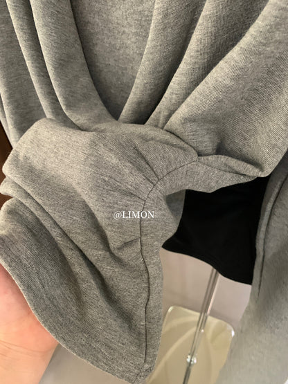 【L9312】檸檬法式簡約交叉羊絨薄绒V領長袖T恤251117