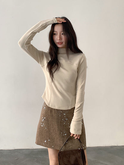 【LD11045】實拍S~XL法式重工時髦毛呢亮片短裙251202