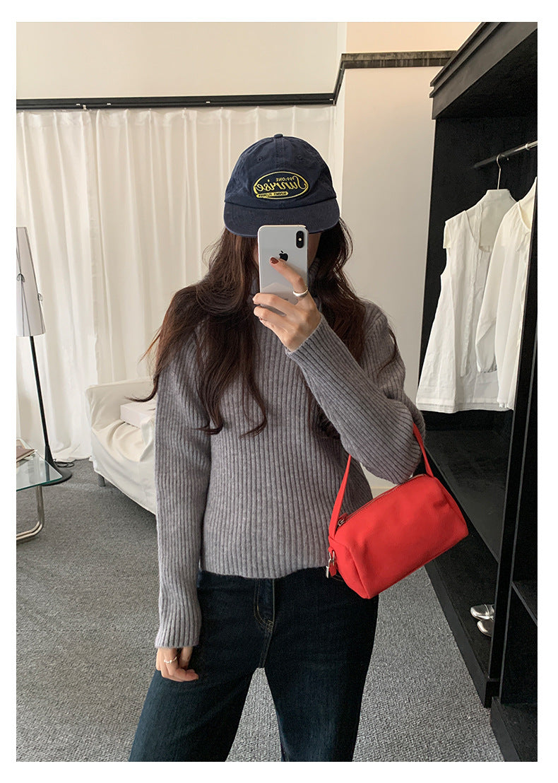 【H5484】實拍秋冬加厚慵懶高領針織毛衣251109