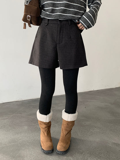 【LD11044】實拍厚款毛呢西裝短褲後鬆緊腰251202