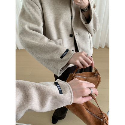 【H565】實拍高級感羊毛混紡羊絨手感外套大衣251021