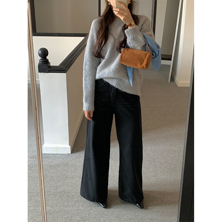 【H5509】實拍S~XL復古加絨加厚高腰直筒牛仔褲251118