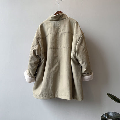 【Y82650】實拍立領帥氣內裡羊羔毛工裝外套251016