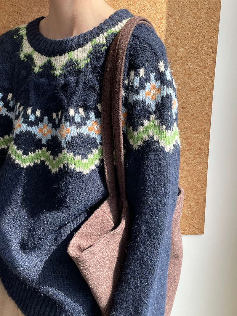 【cimMB850】實拍冬季必備复古費爾島提花針織毛衣251114