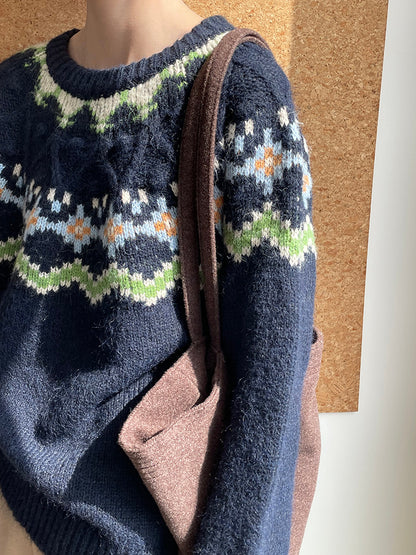 【cimMB850】實拍冬季必備复古費爾島提花針織毛衣251114