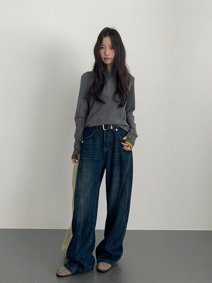 【LD11028】實拍德絨舒適極簡半拉鍊連帽衞衣251124