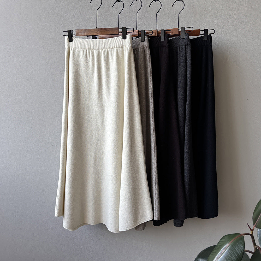 【Y0723】實拍冬季簡約針織大擺A字裙（棉羊毛4%)251106