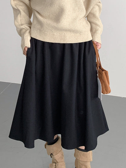 【LD11034】實拍毛呢超顯瘦保暖高腰大裙擺a字裙251124