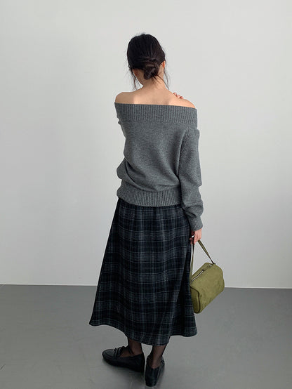 【LD11062】實拍慵懶高級感北極融針織毛衣（可拉一字肩）251209