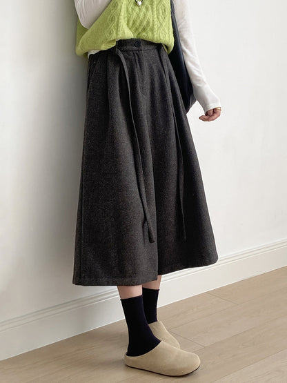 【Y82677】 實拍復古系帶加厚七分闊腿褲251023