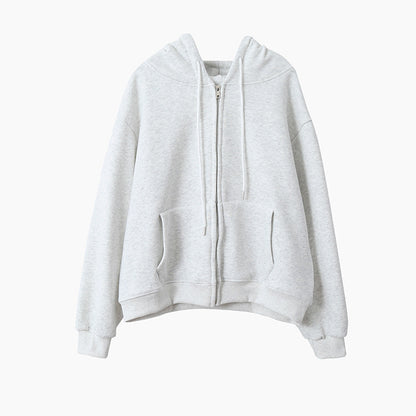 【LD11030】實拍冬季慵懶加絨加厚連帽衞衣外套251124