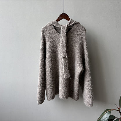 【YK259】實拍冬季慵懒奶呼呼針織毛衣+可拆卸披肩帽子(羊毛12%)251113