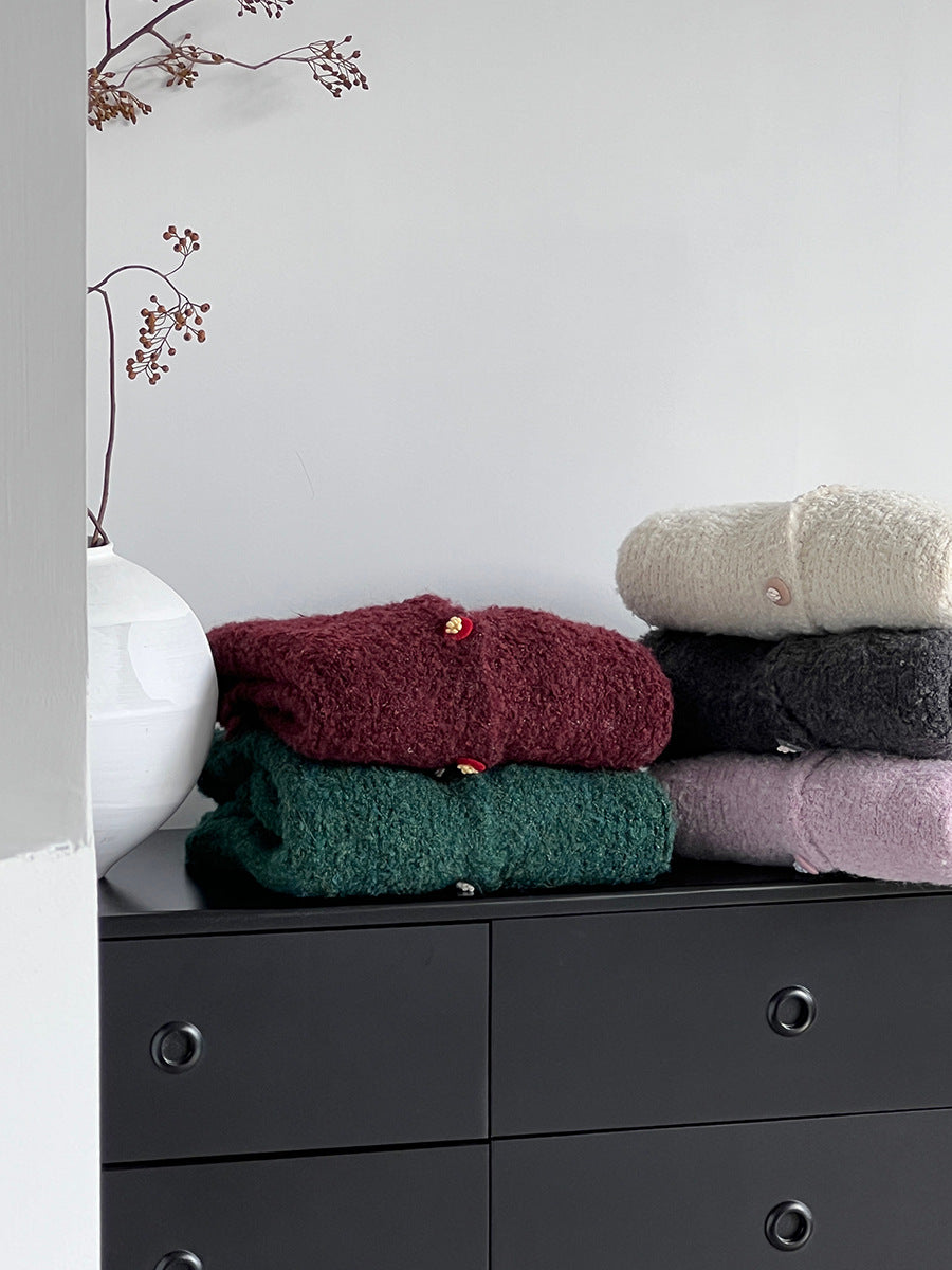 【cimz1391】實拍毛茸茸可愛羊毛針織毛衣開衫（羊毛14%)251201