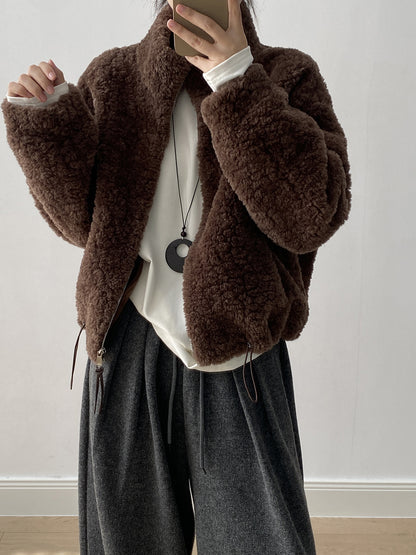 【YH8567】實拍冬天保暖厚款立领羊羔毛外套251113