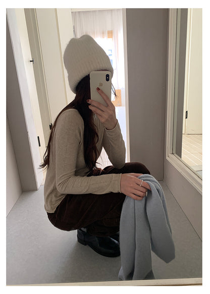 【H5481】實拍基礎6色堆堆領毛針織T恤251109