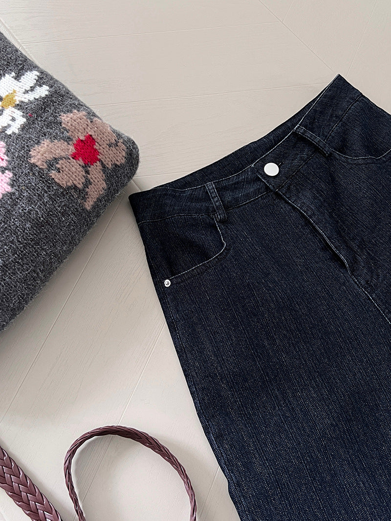 【cim6121】實拍超顯瘦顯腿直彈性九分黑色牛仔褲251030