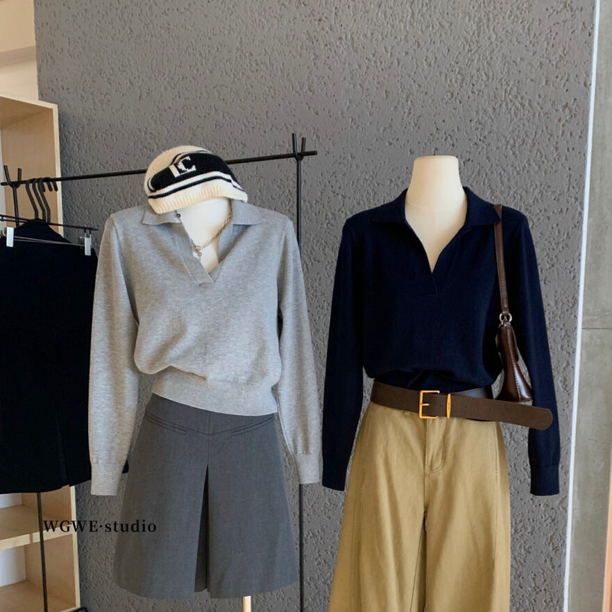 【L7074】實拍秋季復古老錢風氣質長袖針織衫251117