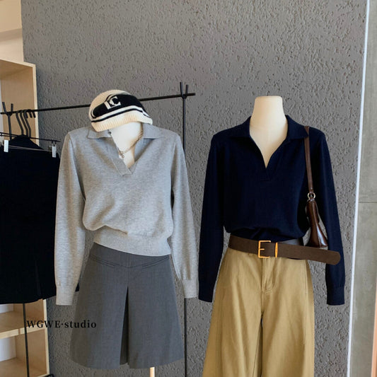 【L7074】實拍秋季復古老錢風氣質長袖針織衫251117