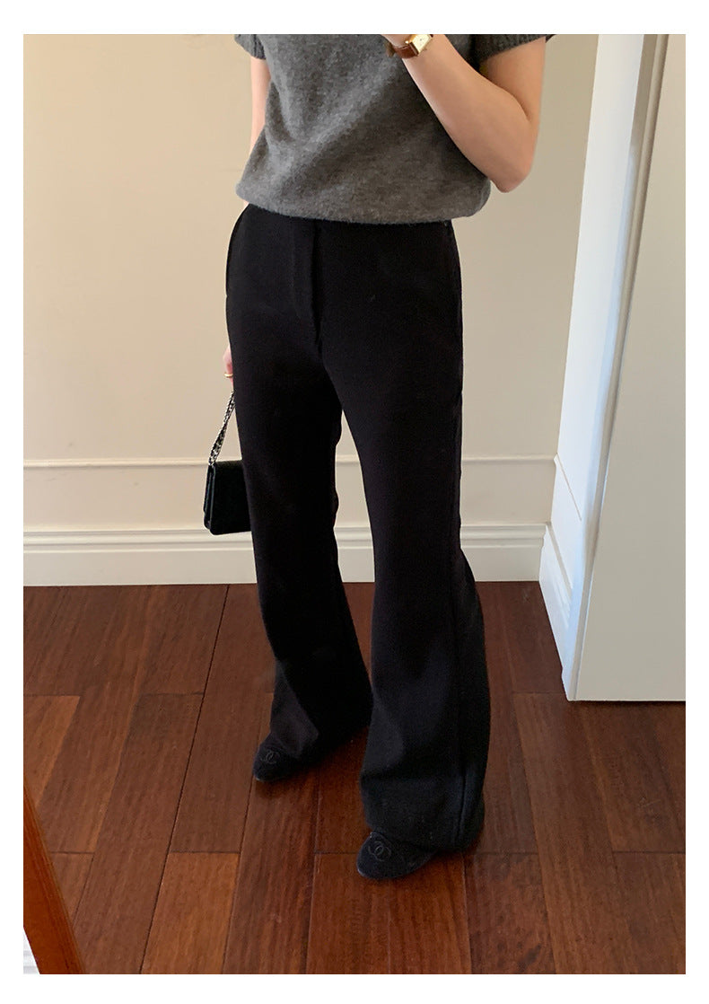 【H5517】實拍超級瘦高腰加絨厚款氣質喇叭褲251125