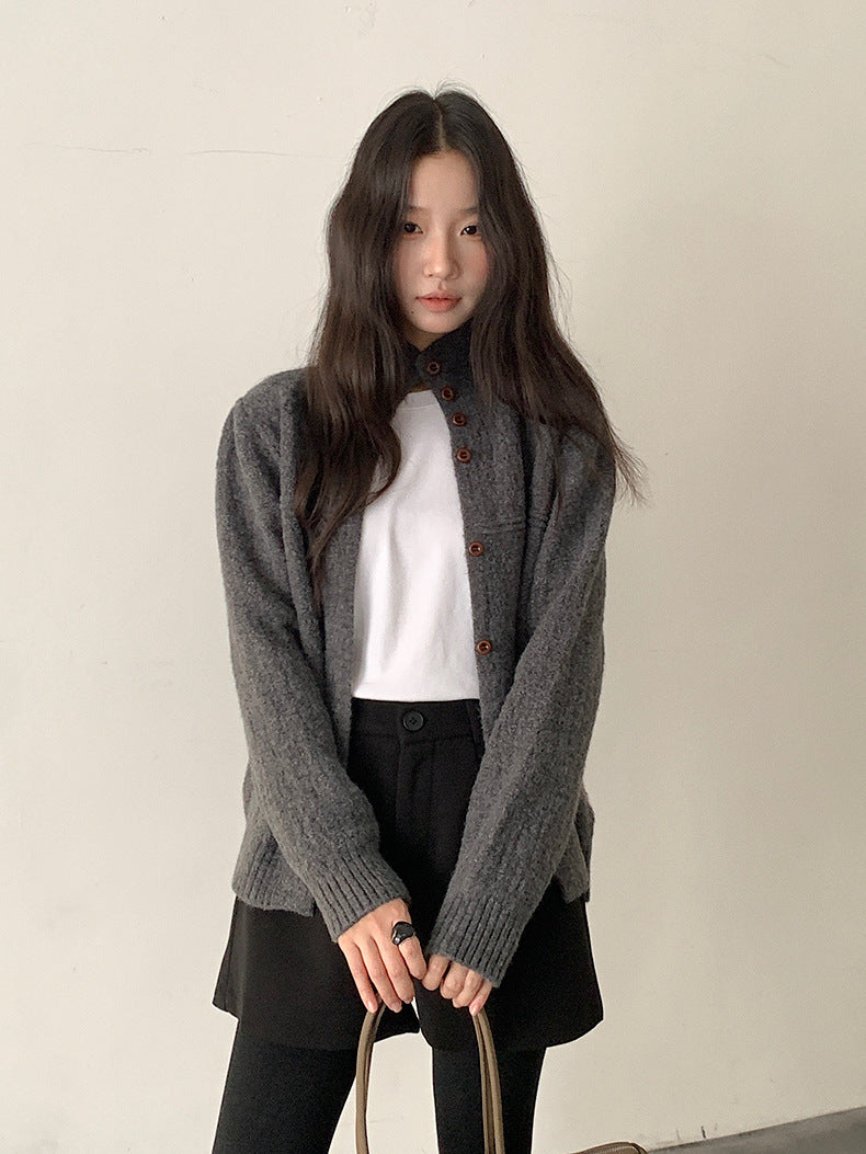 【LD11037】實拍高領開衫針織毛衣251202