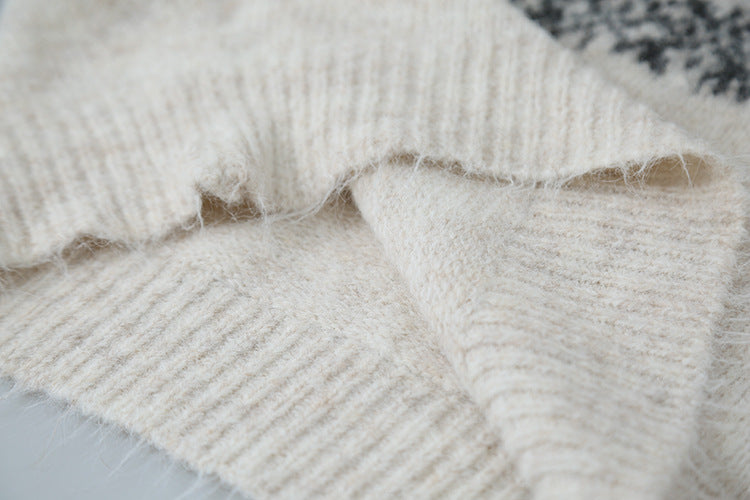 【LD11004】實拍兔絨毛混紡費爾島針織毛衣半拉鏈大翻領251110