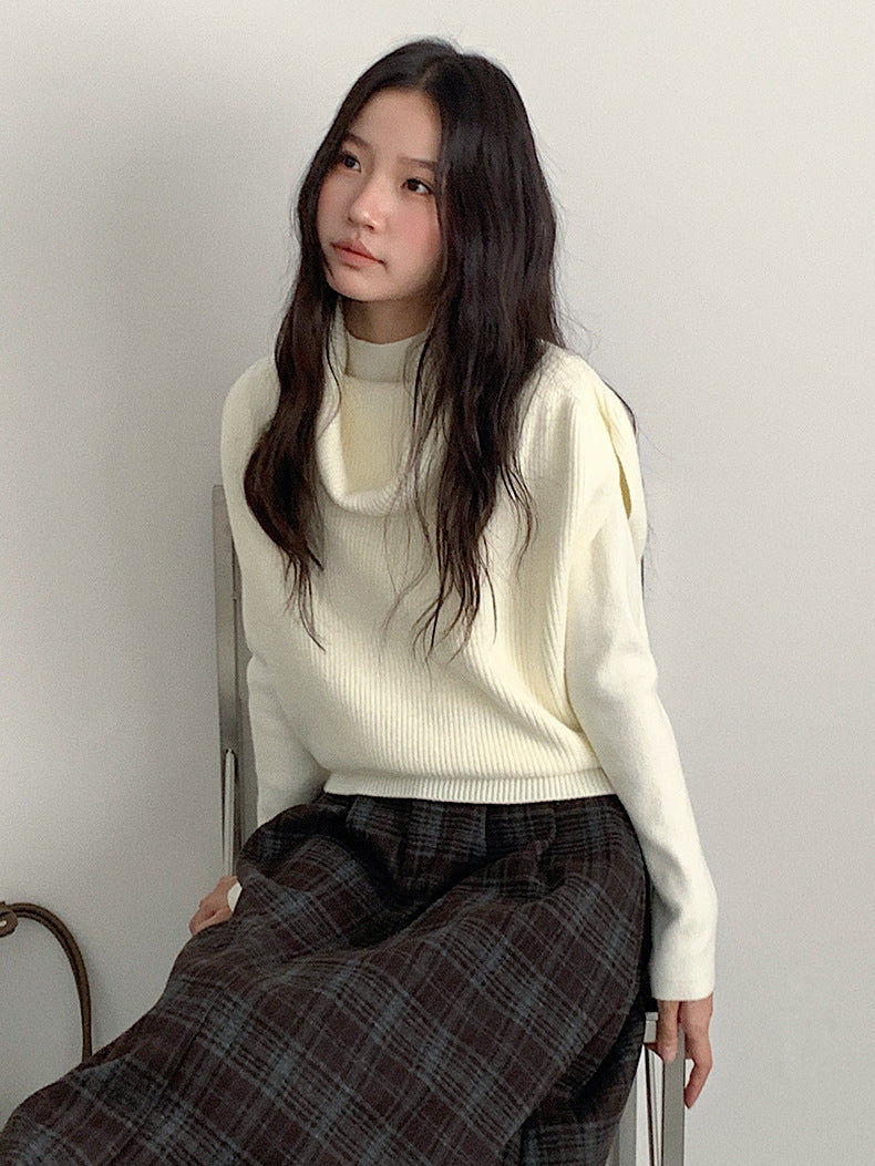 【LD11065】實拍半高領針織衫+針織背心251209