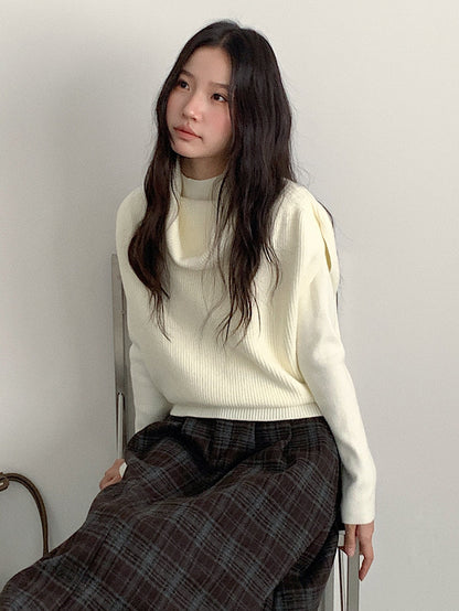 【LD11065】實拍半高領針織衫+針織背心251209