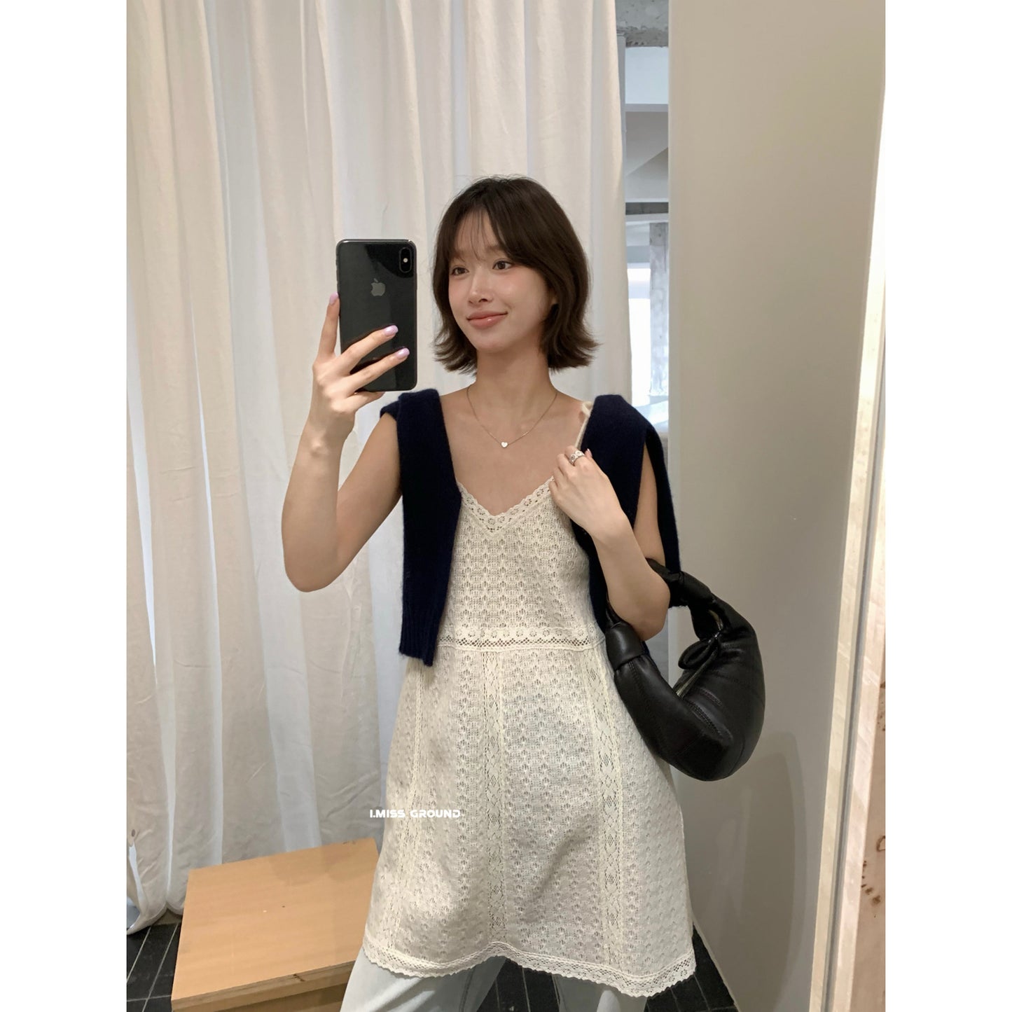 【LR2232】實拍imiss層次疊穿必備！蕾絲V領吊帶洋裝260305