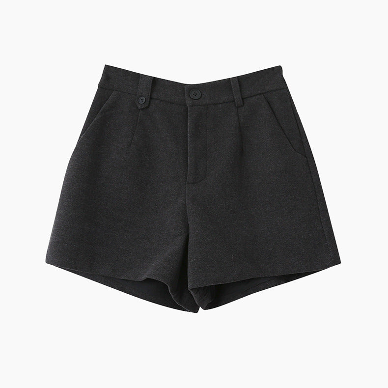 【LD11044】實拍厚款毛呢西裝短褲後鬆緊腰251202