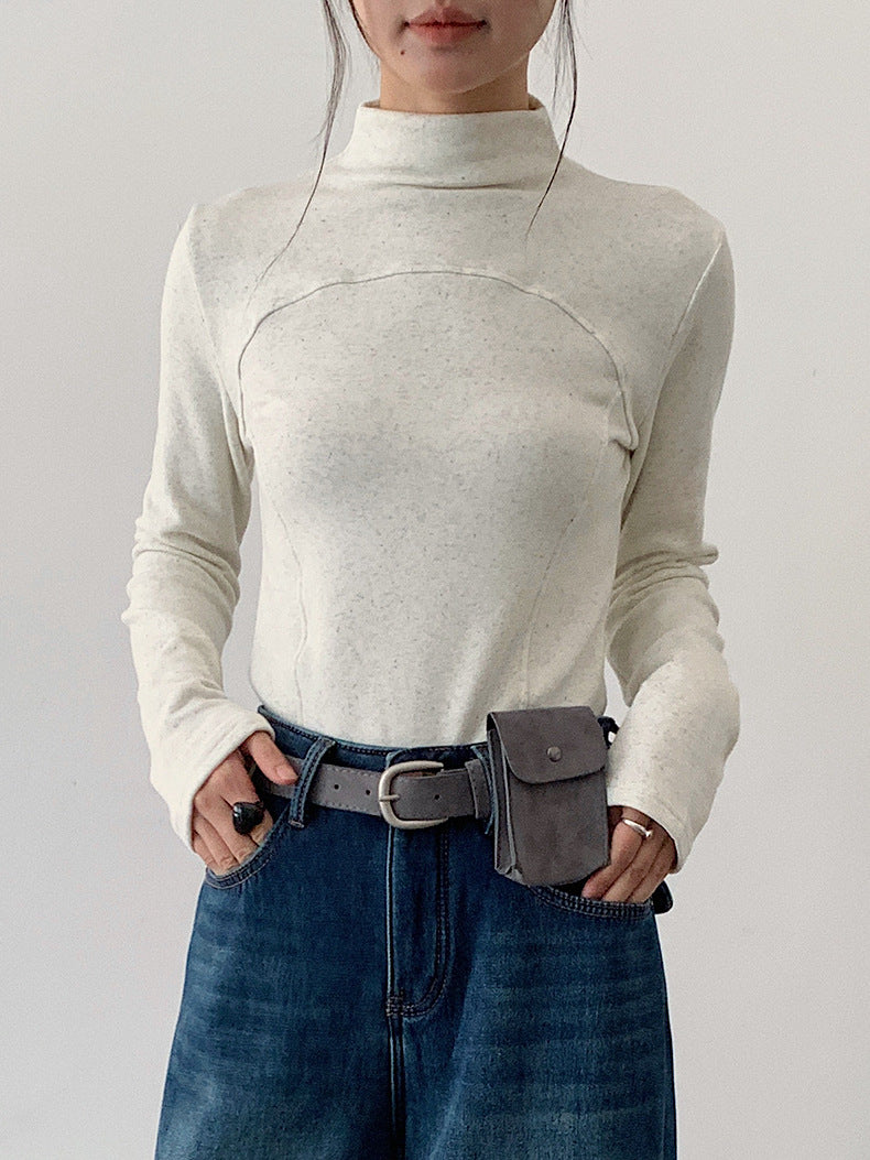 【LD11041】實拍羊绒簡約高領長袖T恤251202