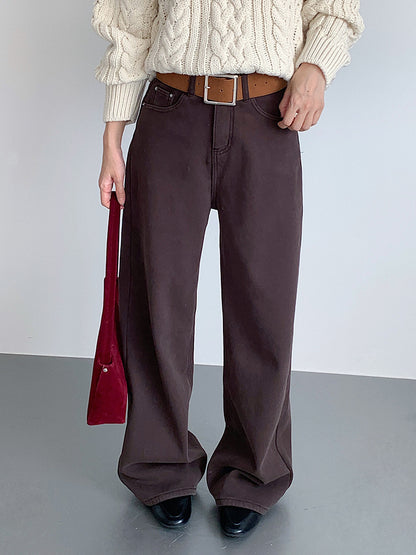 【LD11010】實拍S~XL復古加絨加厚高腰直筒牛仔褲251110