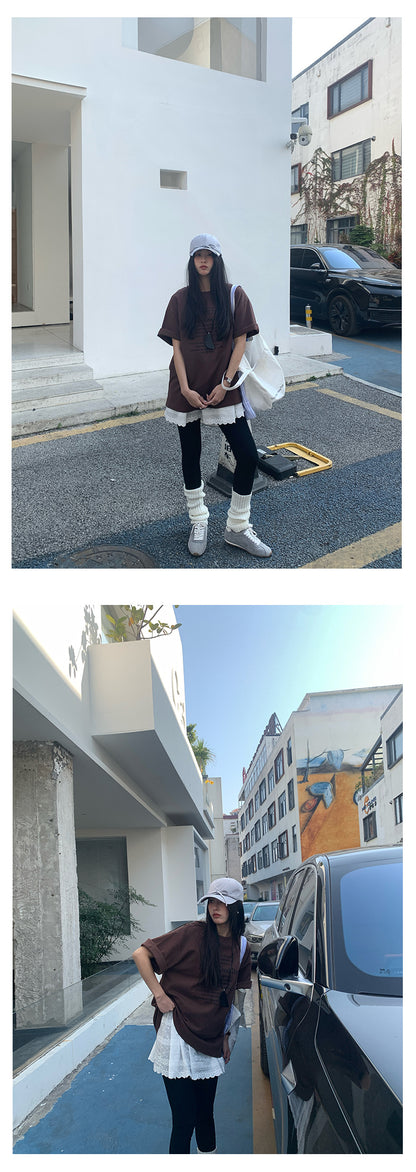 【H5019】實拍早春寬鬆隨興感字母棉質短袖T恤250210