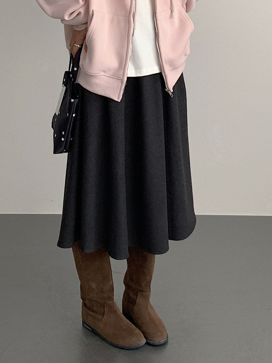 【LD11034】實拍毛呢超顯瘦保暖高腰大裙擺a字裙251124