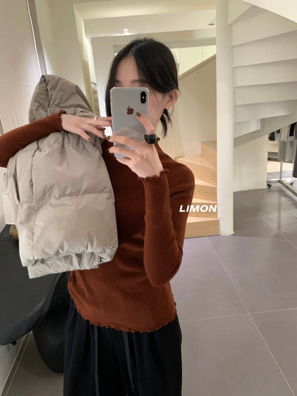 【LDF006】檸檬家親膚絨木耳邊半高領長袖針織衫251117