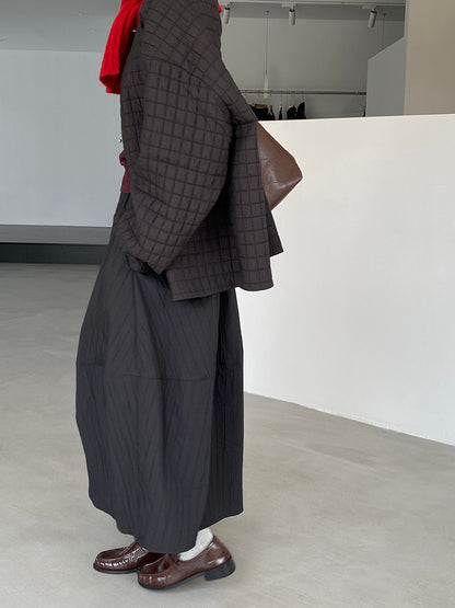 【cim1708】實拍秋冬法式寂靜高腰加厚微花苞A字裙251030