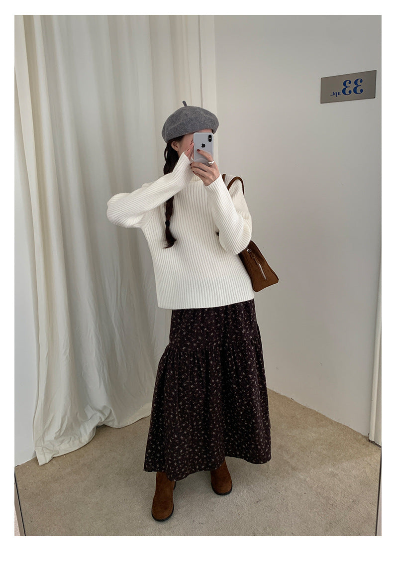 【H5490】實拍日系清新小碎花鬆緊腰長裙（棉）251109