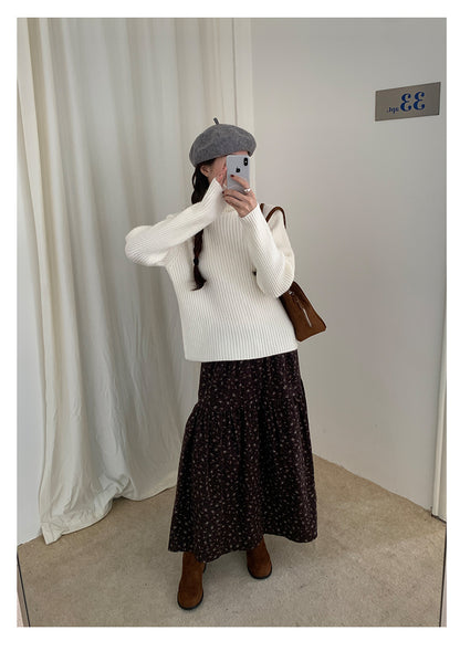 【H5490】實拍日系清新小碎花鬆緊腰長裙（棉）251109