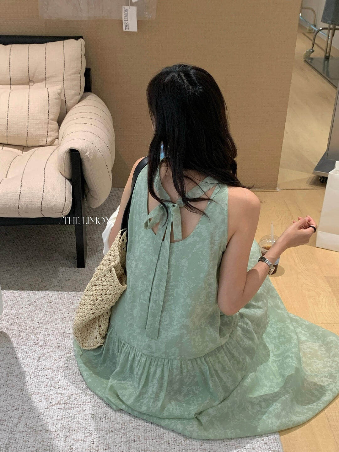 【L10672】夏日度假女神🌴氣質前後兩穿飄帶大裙襬中長版無袖洋裝260518