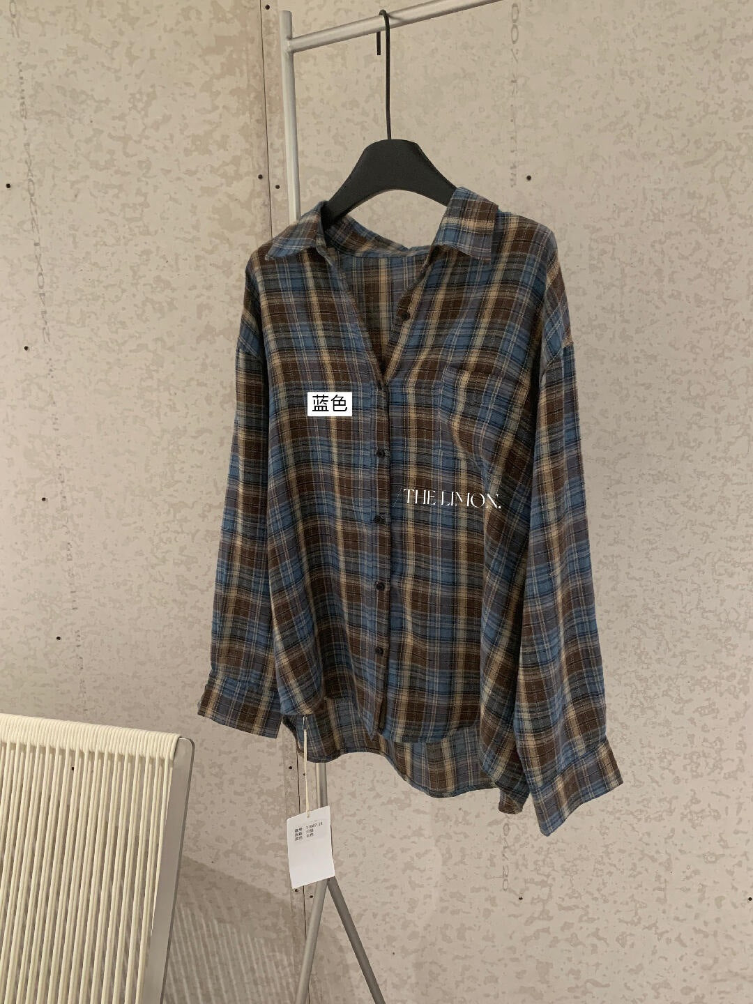 【L11087】檸檬早秋新款慵懶輕質感格紋寬鬆顯瘦長袖襯衫260728