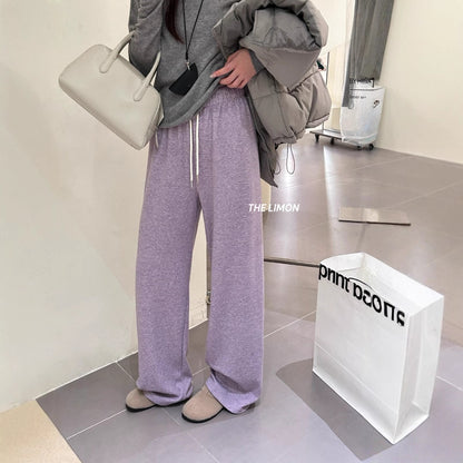 【L1185】實拍檸檬秋冬簡約羊絨抽繩直筒休閒褲251117