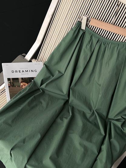 【cimz1815】實拍日系慵懶氛圍感✨百搭壓褶氣球花苞廓形長裙260409