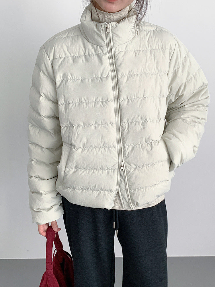 【LD11067】實拍簡約設計保暖立領含絨棉服外套（白鴨絨50%)
251209