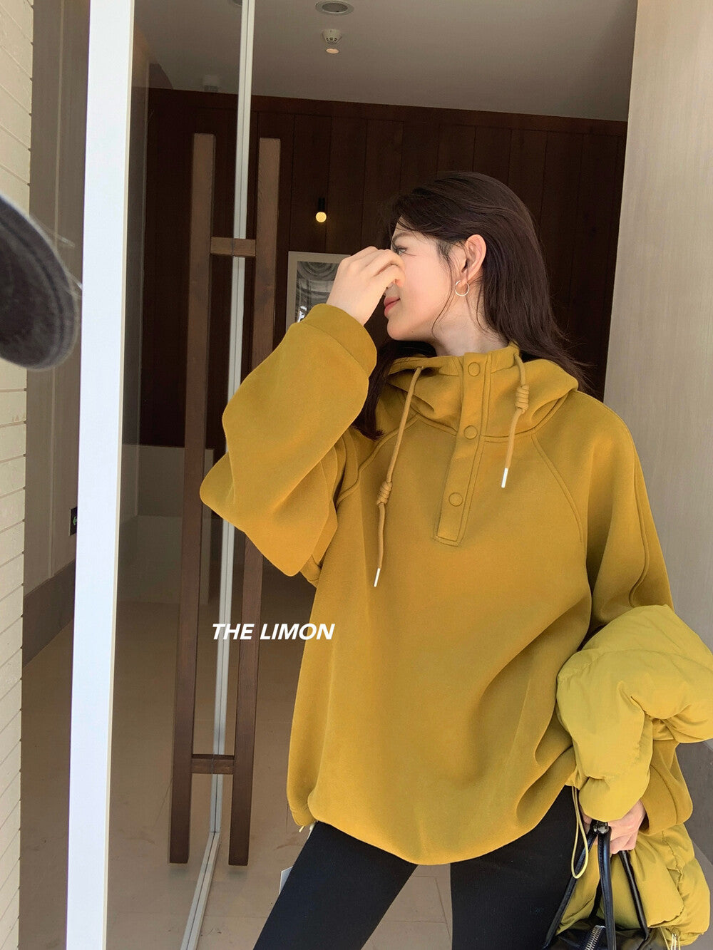 【L9289】實拍檸檬秋冬慵懶寬鬆加絨連帽長袖衞衣251208