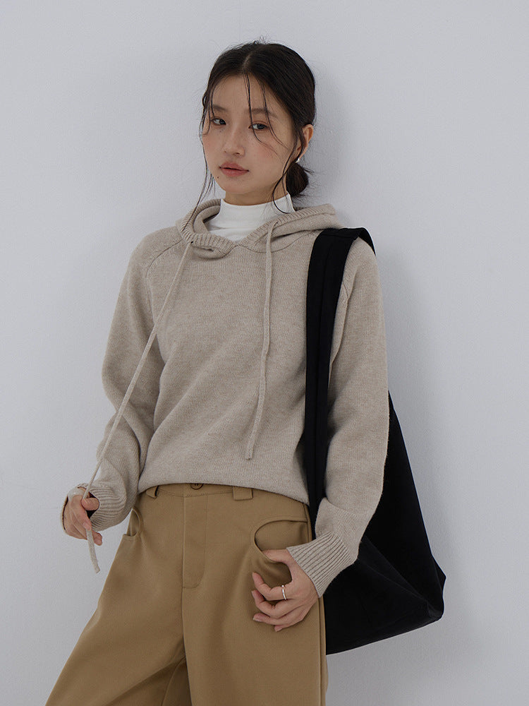 【LD3280】實拍慵懶小個子抽繩連帽針織毛衣251103