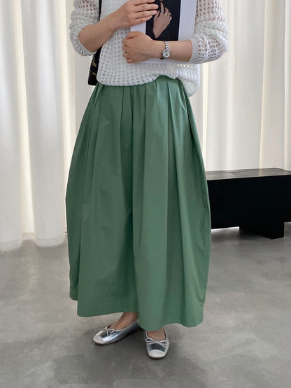 【cimz1815】實拍日系慵懶氛圍感✨百搭壓褶氣球花苞廓形長裙260409