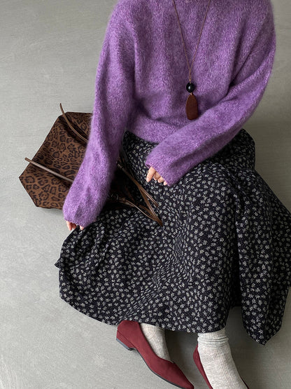 【cimz1729】實拍復古時髦碎花加絨長裙251128