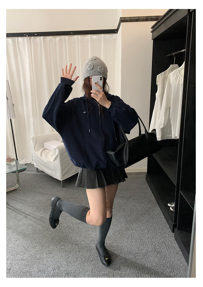 【H5495】實拍男友寬鬆款刺繡長袖連帽衞衣外套251109